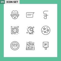 Modern Set of 9 Outlines and symbols such as mind head coin the clock Editable Vector Design Elements