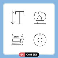 4 colores planos universales de línea de relleno establecidos para aplicaciones web y móviles interfaz de cocina de fuente cocinar elementos de diseño vectorial editables zenith vector