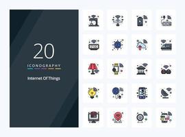 20 iconos llenos de línea de Internet de las cosas para la presentación vector