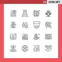 16 Thematic Vector Outlines and Editable Symbols of one notification locker scale bulb Editable Vector Design Elements