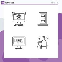 Set of 4 Vector Filledline Flat Colors on Grid for addition code download door education Editable Vector Design Elements