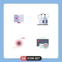 Universal Icon Symbols Group of 4 Modern Flat Icons of book pipe wedding summer computers Editable Vector Design Elements