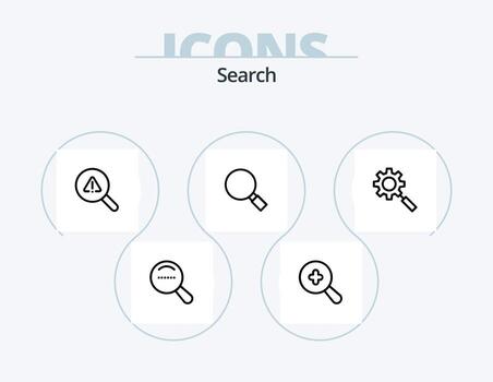 Search Line Icon Pack 5 Icon Design. dote. magnifier. graphic. view. find vector