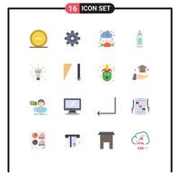 Set of 16 Commercial Flat Colors pack for ecommerce universal line general learning Editable Pack of Creative Vector Design Elements