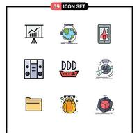 Set of 9 Modern UI Icons Symbols Signs for sailfish music support center smartphone Editable Vector Design Elements