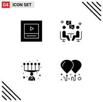 Editable Vector Line Pack of 4 Simple Solid Glyphs of layout personal skills meeting communication balloon Editable Vector Design Elements