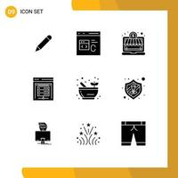 User Interface Pack of 9 Basic Solid Glyphs of science data storage development data server computer server Editable Vector Design Elements