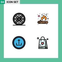 4 User Interface Filledline Flat Color Pack of modern Signs and Symbols of sports navigation fire basic bag Editable Vector Design Elements