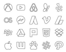 20 Social Media Icon Pack Including dropbox plurk adwords google drive ads vector