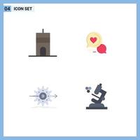 paquete de interfaz de usuario de 4 iconos planos básicos de torre de rendimiento de antena sms elementos de diseño vectorial editables vector