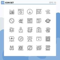 User Interface Pack of 25 Basic Lines of interface up download arrows hotel Editable Vector Design Elements