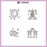 4 Creative Icons Modern Signs and Symbols of bath shoes mirror technology exercise Editable Vector Design Elements