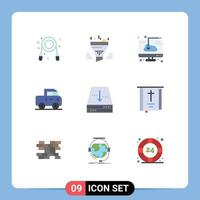 Modern Set of 9 Flat Colors and symbols such as archive jeep result car installation Editable Vector Design Elements