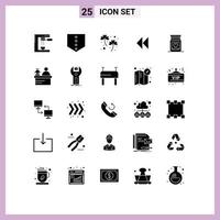 Modern Set of 25 Solid Glyphs and symbols such as heart medicine ireland video media Editable Vector Design Elements