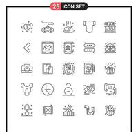 Line Pack of 25 Universal Symbols of lab diapers chicken briefs roasted Editable Vector Design Elements