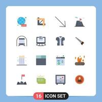 Set of 16 Modern UI Icons Symbols Signs for broadcasting right world wide designing tool flag Editable Pack of Creative Vector Design Elements