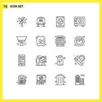 16 Thematic Vector Outlines and Editable Symbols of paint locker connection safe deposit Editable Vector Design Elements