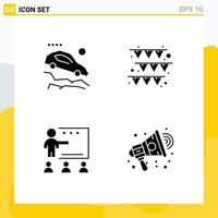 Pictogram Set of 4 Simple Solid Glyphs of accident people slope paper students Editable Vector Design Elements