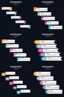 Vector 6 Infographics Pack Presentation slide template 5 Steps cycle diagrams and timelines