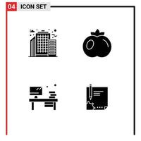 Solid Glyph concept for Websites Mobile and Apps building monitor food table document Editable Vector Design Elements