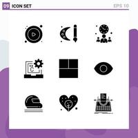 Universal Icon Symbols Group of 9 Modern Solid Glyphs of grid develop businessman coding c Editable Vector Design Elements