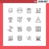 conjunto de 16 iconos modernos de la interfaz de usuario signos de símbolos para la ubicación de la cena del mapa de bulbos elementos de diseño de vectores editables de acción de gracias