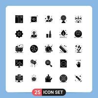 Modern Set of 25 Solid Glyphs Pictograph of repair gear recruitment target board media target Editable Vector Design Elements