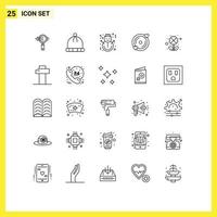 conjunto de 25 iconos de interfaz de usuario modernos signos de símbolos para cuatro días festivos de boda elementos de diseño vectorial editables en disco cardíaco vector