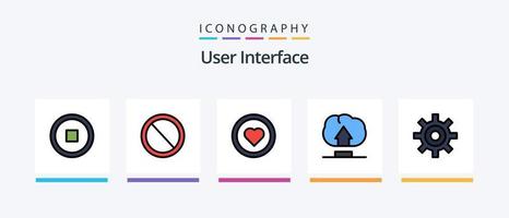 la línea de la interfaz de usuario llenó el paquete de 5 íconos que incluye . hora. prohibido. interfaz. usuario. diseño de iconos creativos vector