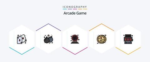 Arcade 25 FilledLine icon pack including game. slot machine. wheel. game. coin vector