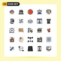 Pictogram Set of 25 Simple Filled line Flat Colors of battery flag business american pie Editable Vector Design Elements