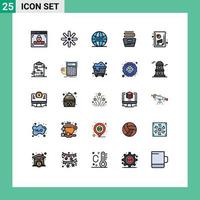 Mobile Interface Filled line Flat Color Set of 25 Pictograms of graph analysis financial performance internet business productivity report housekeeping Editable Vector Design Elements