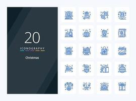 20 icono de color azul navideño para presentación vector