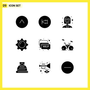 Mobile Interface Solid Glyph Set of 9 Pictograms of communication mirror avatar makeup display Editable Vector Design Elements