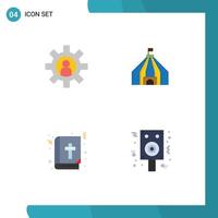 4 Flat Icon concept for Websites Mobile and Apps customer support christmas support circus speaker Editable Vector Design Elements