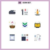 Set of 9 Modern UI Icons Symbols Signs for egg celebration html bowl festival Editable Vector Design Elements