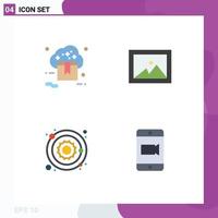 Modern Set of 4 Flat Icons Pictograph of cloud planet store image sun Editable Vector Design Elements