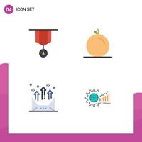 Pictogram Set of 4 Simple Flat Icons of badge arrow medal orange email Editable Vector Design Elements