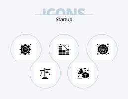 diseño de iconos del paquete de iconos de glifos de inicio 5. administración. diagrama. reloj. abajo. disminuir vector