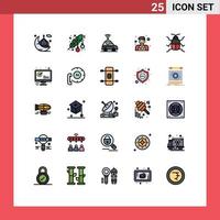 Universal Icon Symbols Group of 25 Modern Filled line Flat Colors of bug waiter dot man map Editable Vector Design Elements