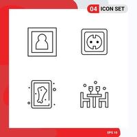 Set of 4 Modern UI Icons Symbols Signs for photo chicken portrait plug meat Editable Vector Design Elements