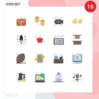 Modern Set of 16 Flat Colors and symbols such as bag camera suit case sql video Editable Pack of Creative Vector Design Elements