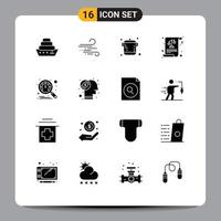 User Interface Pack of 16 Basic Solid Glyphs of brain performance kitchen dashboard justice Editable Vector Design Elements