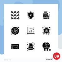 Pack of 9 creative Solid Glyphs of sale like bodybuilding guarantee supplement Editable Vector Design Elements