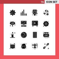 Stock Vector Icon Pack of 16 Line Signs and Symbols for view search offer eye heart Editable Vector Design Elements