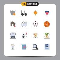 Group of 16 Flat Colors Signs and Symbols for shield day secure open arrow Editable Pack of Creative Vector Design Elements
