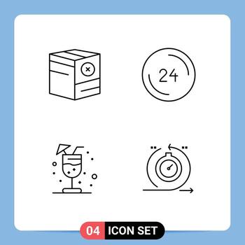 Editable Vector Line Pack of 4 Simple Filledline Flat Colors of box contact us no call juice Editable Vector Design Elements