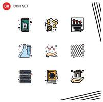 Pictogram Set of 9 Simple Filledline Flat Colors of laboratory experiment data culture report Editable Vector Design Elements
