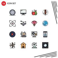 paquete de iconos de vectores de stock de 16 signos y símbolos de línea para el objetivo de enfoque lápiz de pc elementos de diseño de vectores creativos editables creativos