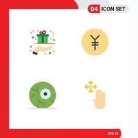 Set of 4 Commercial Flat Icons pack for christmas moon hand finance space Editable Vector Design Elements